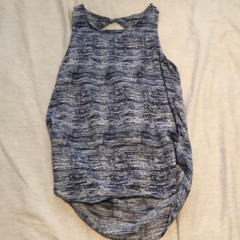 Blue and white tank